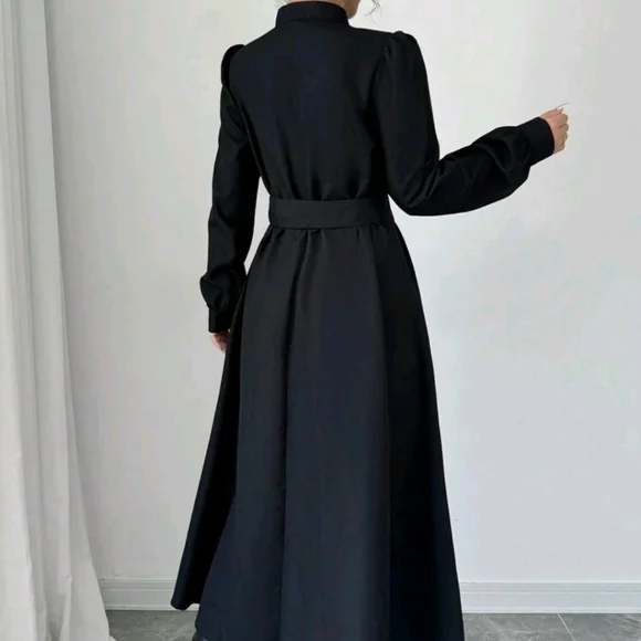 Women Elegant Casual Fashion Commuter Long Sleeve Stand Collar Half-Zip Cinched - Picture 3 of 3